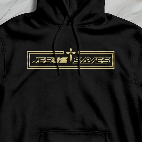 Men’s Hoodie Jesus Saves Us Christian Faith Bible Verse Sweatshirt - Picture 2 of 3